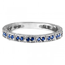 Blue Sapphire Stackable Anniversary Band in 14k White Gold