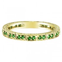 Emerald Stackable Ring Band 14k Yellow Gold