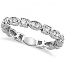 Antique Style Diamond Eternity Ring Band in 14k White Gold (0.36ct)