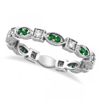 Emerald & Diamond Eternity Ring Anniversary Band Palladium