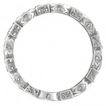 Garnet & Diamond Eternity Anniversary Ring Band 14k White Gold
