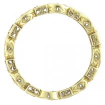 Aquamarine & Diamond Eternity Anniversary Ring Band 14k Yellow Gold