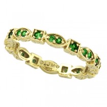 Tsavorite Stackable Eternity Band Ring Guard 14k White Gold (0.34ct)