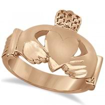 Authentic Irish Claddagh Heart Friendship Ring Band in 14k Rose Gold