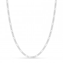 Large Figaro Chain Necklace With Lobster Lock 14k White Gold