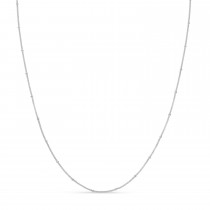 Curb Saturn Chain Necklace 14k White Gold