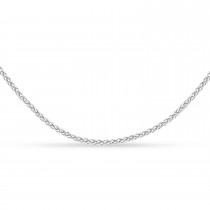 Round Wheat Chain Necklace With Lobster Lock 14k White Gold