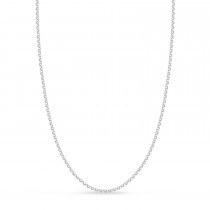 Hollow Rolo Chain Necklace 14k White Gold