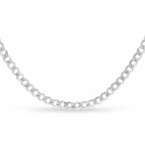 Curb Chain Necklace With Lobster Lock 14k White Gold
