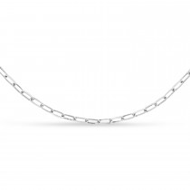 Paperclip Link Chain Necklace With Lobster Lock 14k White Gold