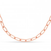 Large Paperclip Link Chain Necklace With Lobster Lock 14k Rose Gold