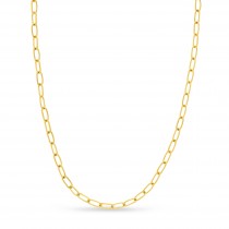 Large Paperclip Link Chain Necklace With Lobster Lock 14k Yellow Gold