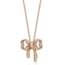 Bow Tie  Diamond Pendant Necklace 14kt Rose Gold (0.30ct)