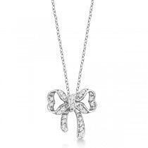 Bow Tie Diamond Pendant Necklace 14kt White Gold (0.30ct)