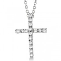 Diamond Cross Pendant Necklace in 14k White Gold (0.25ct)