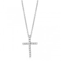 Diamond Cross Pendant Necklace in 14k White Gold (0.25ct)