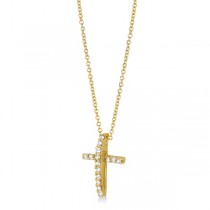 Diamond Cross Pendant Necklace in 14k Yellow Gold (0.25ct)