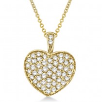 Diamond Puffed Heart Pendant Necklace in 14k Yellow Gold (1.30ct)