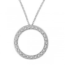 Diamond Circle Pendant Necklace 14k White Gold (0.25ct)