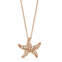 Starfish Shaped Diamond Pendant Necklace 14K Rose Gold (0.50ct)