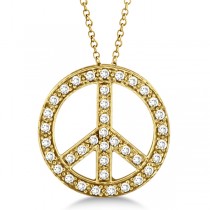 Lab Grown Diamond Peace Sign Pendant Necklace 14k Yellow Gold (0.50ct)