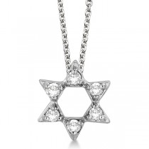Jewish Star of David Diamond Pendant Necklace 14k White Gold (0.20ct)