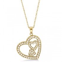 Triple Heart Shaped Diamond Pendant Necklace 14k Yellow Gold (0.58ct)