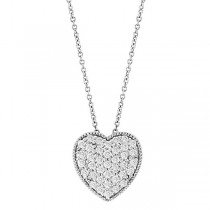 Heart Shaped Diamond Pendant Necklace 14k White Gold (0.75ct)