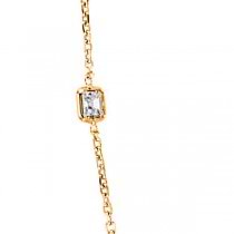 Asscher-Cut Fancy Diamond Station Necklace 14k Rose Gold 4.00ct