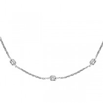 Cushion-Cut Fancy Diamond Station Necklace 14k White Gold 4.00ct
