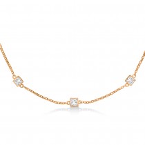 Princess-Cut Diamond Station Necklace 14k Rose Gold (4.00ct)