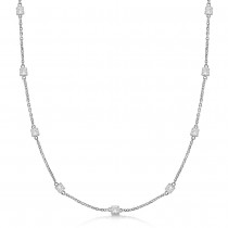 Princess-Cut Diamond Station Necklace 14k White Gold (4.00ct)