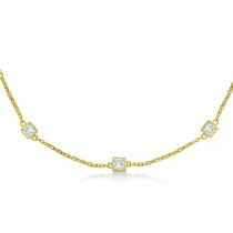 Princess-Cut Diamond Station Necklace 14k Yellow Gold (4.00ct)