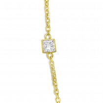 Princess-Cut Diamond Station Necklace 14k Yellow Gold (4.00ct)