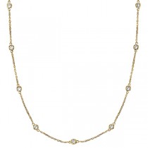 Moissanite Station Necklace Bezel-Set in 14k Yellow Gold (2.00 ctw)