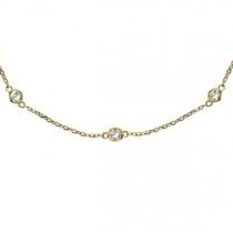 Moissanite Station Necklace Bezel-Set in 14k Yellow Gold (5.00 ctw)