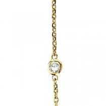 Moissanite Station Necklace Bezel-Set in 14k Yellow Gold (0.75 ctw)