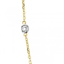Moissanite Station Necklace Bezel-Set in 14k Two Tone Gold (1.50 ctw)