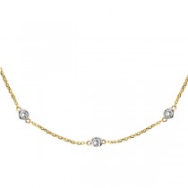 Moissanite Station Necklace Bezel-Set in 14k Two Tone Gold (3.00 ctw)