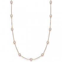 Diamond Station Necklace Bezel-Set in 14k Rose Gold (3.00ct)