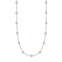 36 Inch Long Lab Grown Diamond Station Necklace Strand 14k Rose Gold (8.00ct)
