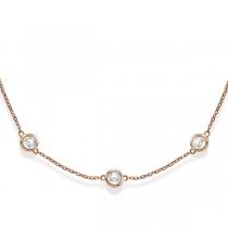 36 Inch Long Lab Grown Diamond Station Necklace Strand 14k Rose Gold (9.00ct)