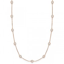 36 inch Long Lab Grown Diamond Station Necklace Strand 14k Rose Gold (4.00ct)