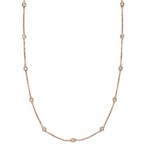 Diamond Station Necklace Bezel-Set in 14k Rose Gold (0.50 ctw)