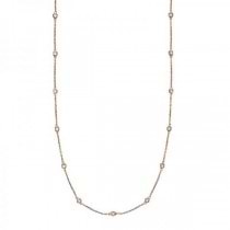 36 inch Long Lab Grown Diamond Station Necklace Strand 14k Rose Gold (1.00ct)