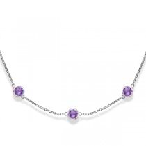 Amethysts Gemstones by The Yard Station Necklace 14k White Gold 2.25ct