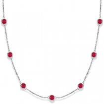 Rubies by The Yard Bezel Station Necklace in 14k White Gold 2.25ct