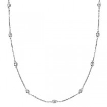 Diamond Station Necklace Bezel-Set in 14k White Gold (1.50 ctw)