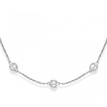 36 inch Long Lab Grown Diamond Station Necklace Strand 14k White Gold (3.00ct)