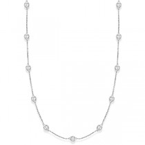 36 inch Long Lab Grown Diamond Station Necklace Strand 14k White Gold (3.00ct)